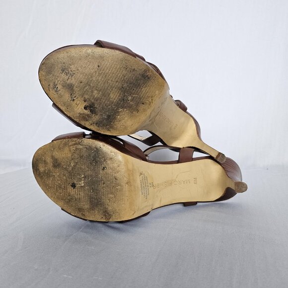 MARC FISHER Brown Stiletto Heels with Gold Accents, Women's Size 6M - Picture 8 of 11